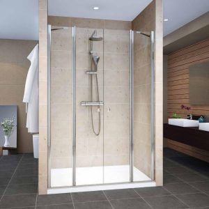 מקלחון חזית 2 דפנות קבועות 2 דלתות IN&OUT